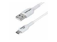 StarTech.com 3ft (1m) White USB-A to USB-C Charging Cable/Cord, M/M - USB-kabel - USB (hane) till 24 pin USB-C (hane) - USB 2.0 - 3 A - 1 m - halogenfri, passiv, ladda och synka, USB Fast Charge (15W) - vit USB2AC1MNCWHE