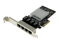 StarTech.com Gigabit Ethernet Nätverkskort med 4 portar - PCI Express, Intel I350 NIC - Nätverksadapter - PCIe x4 låg profil - 1GbE - 1000Base-T - svart - för P/N: BNDTB10GI, BNDTB210GSFP, BNDTB310GNDP, BNDTB410GSFP, BNDTB4M2E1, BNDTBUSB3142 ST4000SPEXI