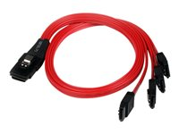 StarTech.com 50 cm SFF-8087 till 4x SATA - intern Mini SAS till SATA omvänd kabel - SATA/SAS-kabel - Serial ATA 150/300/600 - 4-vägs - SATA (R) till 36 stifts 4i Mini MultiLane (P) - 50 cm - sprintlåsning - röd SAS8087S4R50
