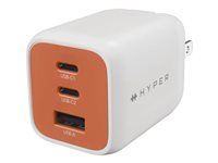 Targus HyperJuice Flex - Strömadapter - GaN - 65 watt - 3 utdatakontakter (2 x USB-C, USB) - vermillionorange - Europa HJ1202OGEU