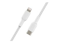 Belkin BOOST CHARGE - Lightning-kabel - 24 pin USB-C hane till Lightning hane - 2 m - vit - USB-strömförsörjning (18W) CAA004BT2MWH