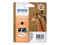 Epson T0711 Twin Pack - 2-pack - 22.2 ml - hög kapacitet - svart - original - blister - bläckpatron - för Stylus SX210, SX410, SX510, SX515, SX610; Stylus Office B1100, B40, BX310, BX600, BX610 C13T07114H10