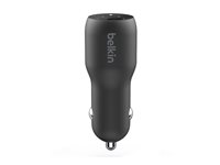 Belkin BOOST UP Dual Car Charger with PPS 37W - Strömadapter för bil - 37 Watt - PD 3.0 - 2 utdatakontakter (USB, 24 pin USB-C) CCB004BTBK