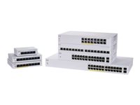 Cisco Business 110 Series 110-24T - Switch - ohanterad - 24 x 10/100/1000 + 2 x kombinations-Gigabit SFP - rackmonterbar, skrivbordsmodell, väggmonterbar - återanvänd CBS110-24T-EU-RF