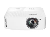 Optoma 4K400STx - DLP-projektor - 3D - 4000 lumen - 3840 x 2160 - 16:9 - 4K - fast objektiv med kort kastavstånd E9PV7KJ01EZ2