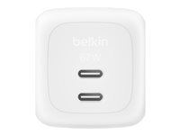 Belkin BoostCharge Pro - Strömadapter - GaN - 67 Watt - Fast Charge, PD 3.1/PPS - 2 utdatakontakter (2 x USB-C) - vit WCH020KQWH