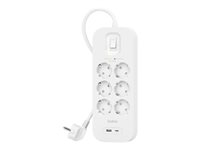 Belkin Connect - Överspänningsskydd - med USB-C- och USB-A-portar - utgångskontakter: 6 - 2 m sladd SRB002VF2M