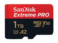 SanDisk Extreme Pro - Flash-minneskort (microSDXC till SD-adapter inkluderad) - 1 TB - A2 / Video Class V30 / UHS-I U3 / Class10 - mikroSDXC UHS-I SDSQXCD-1T00-GN6MA