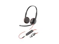 HP Poly Blackwire 3225 - Blackwire 3200 Series - headset - på örat - kabelansluten - 3,5 mm kontakt, USB-C - svart - Certifierad för Skype for Buisness, Cisco Jabber-certifierad, Avaya-certifierad, UC-certifierad 8X229A6