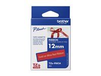 Brother TZe-RW34 - Guld på vinrött - Rulle (1,2 cm x 4 m) 1 kassett(er) bandtejp - för Brother PT-D600, H110; P-Touch PT-D450; P-Touch Cube PT-P300; P-Touch Embellish PT-D215 TZERW34