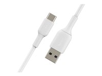 Belkin BOOST CHARGE - USB-kabel - 24 pin USB-C (hane) till USB (hane) - USB 2.0 - 1 m - vit (paket om 2) CAB001BT1MWH2PK