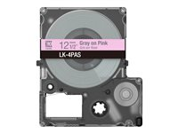 Epson LabelWorks LK-4PAS - Mjukrosa/grå - Rulle (1,2 cm) 1 kassett(er) tejp - för LabelWorks LW-C410, LW-C610 C53S672103