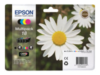 Epson 18 Multipack - 4-pack - 15.1 ml - svart, gul, cyan, magenta - original - bläckpatron - för Expression Home XP-212, 215, 225, 312, 315, 322, 325, 412, 415, 422, 425 C13T18064012