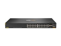 HPE Aruba Networking CX 6200F 24G Class 4 PoE 4SFP 370W Switch - Switch - max. staplingsavstånd 10 kms - L3 - Administrerad - 24 x 10/100/1000 (PoE+) + 4 x 100/1000 SFP - framsidan och sida till baksidan - rackmonterbar - PoE+ (370 W) S0M82A#ABB