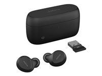 Jabra Evolve2 Buds MS - True wireless-hörlurar med mikrofon - inuti örat - Bluetooth - aktiv brusradering - USB-A via Bluetooth-adapter - ljudisolerande - svart - Certifierad för Microsoft-teams 20797-999-999