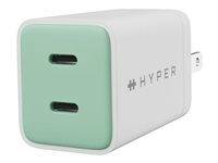 Targus HyperJuice - Strömadapter - GaN - 45 watt - 2 utdatakontakter (2 x USB-C) - snorkelblå - Storbritannien HJ1201BUUK