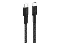 Belkin BoostCharge Pro - USB-kabel - 24 pin USB-C (hane) till 24 pin USB-C (hane) - 3 m - flätad kabel, USB-strömförsörjning (240W) - svart CAB025HQ3MBK