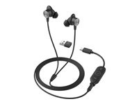 Logitech Zone Wired Earbuds - Headset - inuti örat - kabelansluten - 3,5 mm kontakt - ljudisolerande - grafit - Certifierad för Microsoft-teams 981-001009