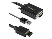 StarTech.com 2 m VGA till HDMI-kabeladapter - USB-driven - 1080p - Adapterkabel - USB, HD-15 (VGA) hane till HDMI hane - 2 m - svart - aktiv, stöd för 1080p, USB-ström + -ljud VGA2HDMM2M