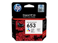 HP 653 - 5 ml - färg (cyan, magenta, gul) - original - Ink Advantage - bläckpatron - för DeskJet Plus Ink Advantage 6075, Ink Advantage 6475, Ink Advantage 6475 All-in-On 3YM74AE#BHK