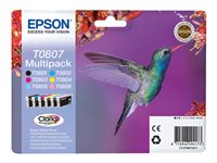 Epson T0807 Multipack - 6-pack - 44.4 ml - svart, gul, cyan, magenta, ljus magenta, ljus cyan - original - blister - bläckpatron - för Stylus Photo P50, PX650, PX660, PX700, PX710, PX720, PX730, PX800, PX810, PX820, PX830 C13T08074011