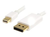 StarTech.com 2m 6 ft White Mini DisplayPort to DisplayPort 1.2 Adapter Cable M/M - DisplayPort 4k with HBR2 support - Mini DP to DP Cable (MDP2DPMM2MW) - DisplayPort-kabel - Mini DisplayPort (hane) till DisplayPort (hane) - 2 m - vit - för P/N: CDP2MDP, C MDP2DPMM2MW
