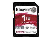 Kingston Canvas React Plus - Flash-minneskort - 1 TB - Video Class V60 / UHS-II U3 / Class10 - SDXC UHS-II SDR2V6/1TB