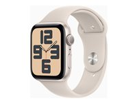 Apple Watch SE (GPS) - 2a generation - 44 mm - stjärnljusaluminium - smart klocka med sportband - textil - starlight - bandstorlek: M/L - 32 GB - Wi-Fi, Bluetooth - 32.9 g MRE53KS/A