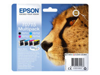 Epson T0715 Multipack - 4-pack - 23.9 ml - svart, gul, cyan, magenta - original - bläckpatron - för Stylus DX9400, SX115, SX210, SX215, SX218, SX415, SX515, SX610; Stylus Office BX310, BX610 C13T07154012