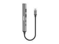 PORT Connect - Hubb - 1 x USB-C + 1 x USB-C (strömleverans) + 2 x USB-A 2.0 + 1 x USB-A 3.2 Gen 1 - skrivbordsmodell 900163
