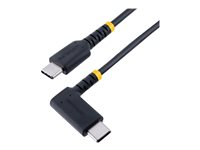 StarTech.com 6in (15cm) USB C Charging Cable Right Angle, 60W PD 3A, Heavy Duty Fast Charge USB-C Cable, USB 2.0 Type-C, Durable and Rugged Aramid Fiber, S20/iPad/Pixel - High Quality USB Charging Cord (R2CCR-15C-USB-CABLE) - USB-kabel - 24 pin USB-C (hane) rak till 24 pin USB-C (hane) högervinklad - USB 2.0 - 3 A - 15 cm - svart R2CCR-15C-USB-CABLE