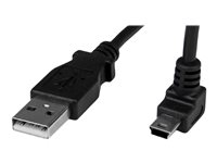 StarTech.com 1m Mini USB Cable Cord - A to Up Angle Mini B - Up Angled Mini USB Cable - 1x USB A (M), 1x USB Mini B (M) - Black (USBAMB1MU) - USB-kabel - USB (hane) till mini-USB typ B (hane) - 1 m - 90° anslutning - svart USBAMB1MU