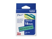 Brother TZe-741 - Standardlim - svart på grön - Rulle (1,8 cm x 8 m) 1 kassett(er) bandlaminat - för Brother PT-D600; P-Touch PT-18, 3600, 750, D450, D800, E500, E550, H101, H500, P750, P900 TZE741