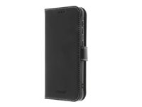 Insmat Flip Case - Vikbart fodral för mobiltelefon - genuint läder, termoplastisk polyuretan (TPU) - svart - för Samsung Galaxy Xcover 5 650-2944