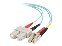 C2G LC-SC 10Gb 50/125 OM3 Duplex Multimode PVC Fiber Optic Cable (LSZH) - Nätverkskabel - SC-läge (multi-mode) (hane) till LC multiläge (hane) - 5 m - fiberoptisk - duplex - 50/125 mikron - OM3 - halogenfri - havsblå 85534