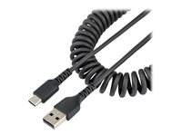 StarTech.com 1 m USB-A till C-laddningskabel, kraftig spiralkabel för snabb laddning och synkronisering, USB 2.0 A till USB Type-C-kabel av hög kvalitet, robust aramidfiber, slitstark hane till hane USB-kabel - USB-kabel - USB (hane) till USB-C (hane) - USB 2.0 - 3 A - 1 m - lindad - svart R2ACC-1M-USB-CABLE