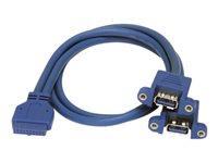 StarTech.com 2 Port Panel Mount USB 3.0 Cable - USB A to Motherboard Header Cable F/F (USB3SPNLAFHD) - USB-intern till extern kabel - USB typ A (hona) till 20 stifts IDC (hona) - 50 cm - blå USB3SPNLAFHD