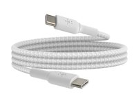 Belkin BoostCharge - USB-kabel - 24 pin USB-C (hane) till 24 pin USB-C (hane) - 1 m - vit CAB004BT1MWH