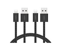 Belkin BoostCharge - Lightning-kabel - USB typ A hane till Lightning hane - 1.5 m - svart - braided (paket om 2) BBD012HQ05BK2PK