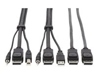 Eaton Tripp Lite Series Dual DisplayPort KVM Cable Kit 4K USB 3.5 mm Audio 3xM/3xM 6ft - Video/USB/ljud-kabel - minijack, USB, DisplayPort (hane) till DisplayPort, USB typ B, minijack (hane) - 1.83 m - stöd för 4K - svart P783-006-DP