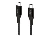 Belkin BoostCharge - USB-kabel - 24 pin USB-C (hane) till 24 pin USB-C (hane) - USB 2.0 - 1 m - stöd för strömleverans på upp till 240 W - svart CAB015BT1MBK