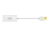 Vision TC-USBETH - Nätverksadapter - USB 3.0 - Gigabit Ethernet x 1 - vit TC-USBETH